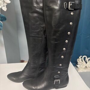 Carlos by Carlos Santana Black Over the Knee Boots with Stud Detail